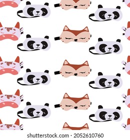 Vector illustration of baby sleep mask fox cow panda on a white background for wallpaper cover print