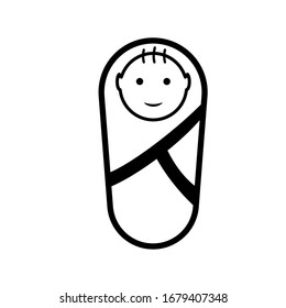Vector Illustration of Baby sleeping. little wrapped baby