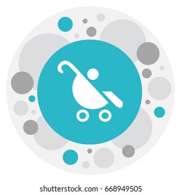 Vector Illustration Of Baby Symbol On Baby Stroller Icon. Premium Quality Isolated Pram Element In Trendy Flat Style.