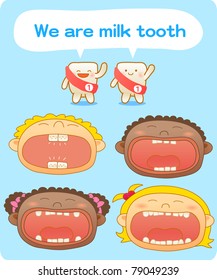 Vector illustration, baby teeth, clean teeth, Mile teeth