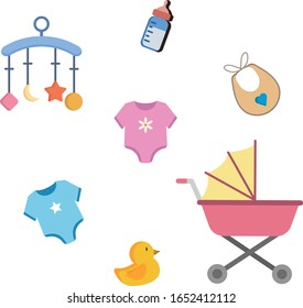 Vector illustration baby tools set  flat style design 