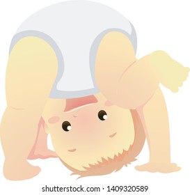 Vector Illustration of a Baby in upside down position