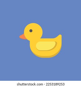 Vector illustration of baby yellow duck icon, bathing toy.