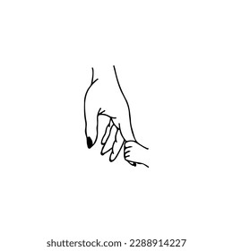 vector illustration of a baby's hand with his mother's hand concept