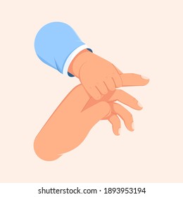 vector illustration of a baby's hand holding its parent's finger