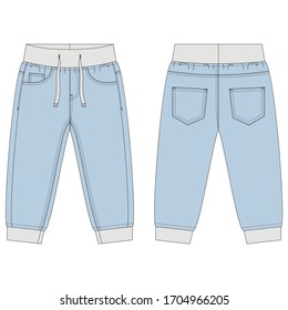 Vector illustration of baby's jeans. Front and back