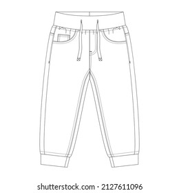 Vector illustration of baby's jeans. Front view