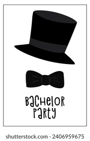 Vector illustration for bachelor party with hat and bow tie on white background