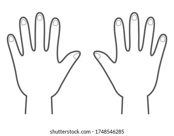 Vector Illustration Of The Back Of Hands. Monochrome Icon Set.