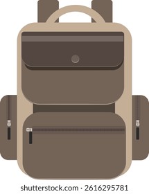 vector illustration of a back pack bag for camping and school purposes front view.