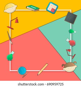 Vector illustration of Back to school background. Back To School Banner With Flat Icon Set