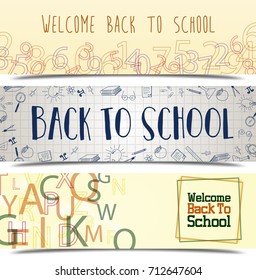 Vector illustration of Back to school banner set