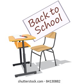 Vector illustration, back to school banner, card concept, white background.