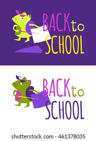 Vector illustration back to school character. On white, on blue 