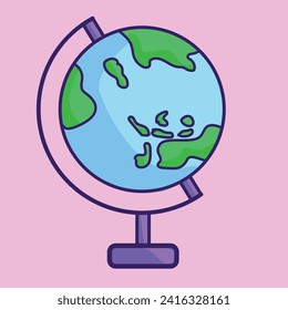 Vector Illustration Back to School Color Editable, Ruler, Notes, Book, Pallet, Globe, Medal, Chalk, School
