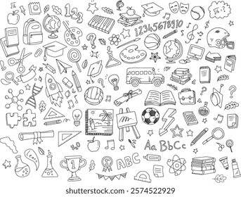 Vector illustration of Back to school doodle elements