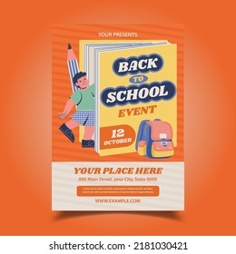 Vector Illustration Of Back To School Event Flyer, Poster