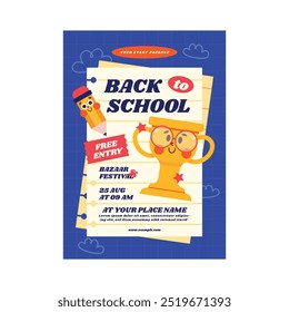 Vector Illustration of Back to school flyer poster template design