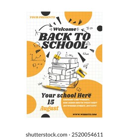 Vector illustration of Back to school flyer poster template design