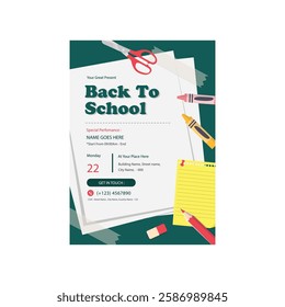 Vector illustration of back to school flyer poster template design