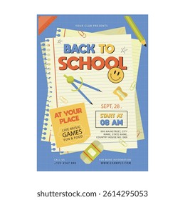 Vector illustration of back to school flyer poster template design
