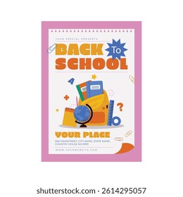 Vector illustration of back to school flyer poster template design