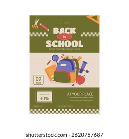 Vector illustration of back to school flyer poster template design