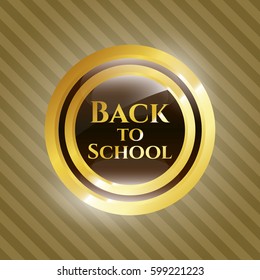 Vector illustration of Back to School gold badge
