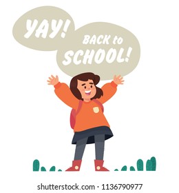 vector illustration back to school with happy girl cute kid