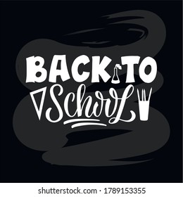Ilustración vectorial de la vuelta a la escuela para tarjetas de felicitación, banner, postal, publicidad, afiche, invitación, diseño web o impresión. Texto manuscrito para la plantilla  