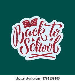Vector illustration of back to school lettering for greeting card, banner, postcard, advertisement, sticker, invitation, web design or print. Handwritten text for template  
