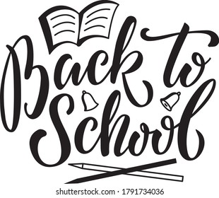 Vektorgrafik von Zurück zur Schule für Grußkarten, Banner, Postkarten, Werbung, Poster, Einladung, Webdesign oder Druck. Handgeschriebener Text für Vorlage  
