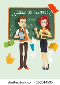 Vector illustration for back to school with many books