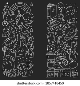 Vector illustration. Back to school vector pattern. Textile fabric design, wrapping paper and website wallpapers.