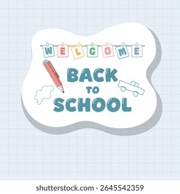 Vector illustration of Back to School sticker on white background – cute label design for Knowledge Day, September 1, kids education, school supplies, classroom decor and seasonal celebration

