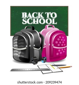 vector illustration back to school, school subjects 