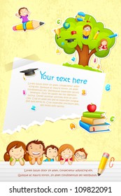 Vector Illustration Of Back To School Template With Kids