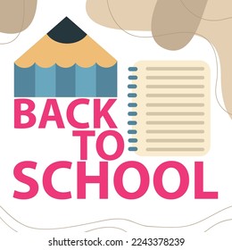 Vector illustration with back to school theme with notebook and pencil