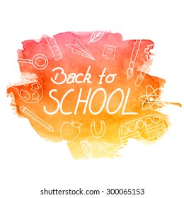 Vector Illustration of a Back to School Watercolor Background