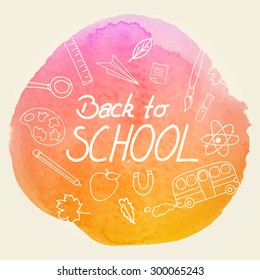 Vector Illustration of a Back to School Watercolor Background
