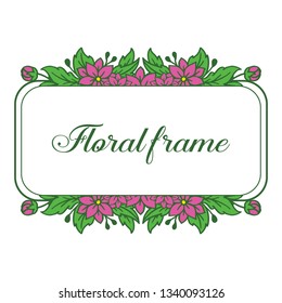 Vector illustration backdrop decorative design with purple floral frame hand drawn
