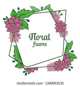 Vector illustration backdrop decorative design with purple floral frame hand drawn