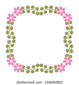 Vector illustration backdrop for shape pink flower frame hand drawn