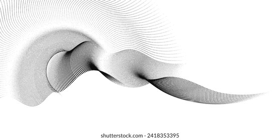 The vector illustration backdrop texture. A flowing dot line halftone pattern set against a transparent background.