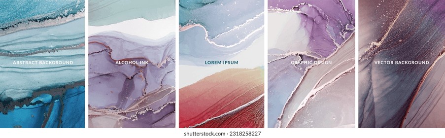 Vektorgrafik-Hintergrund für Hochzeitseinladung, rsvp, Menü. Aquarellfarben Marmor Alkohol Tinte Zeichenwirkung.