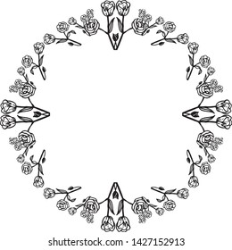 Vector illustration backdrop white with element flower frame