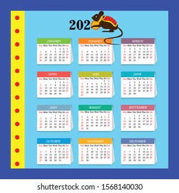 Vector illustration of a Background 2020 calendar planner.