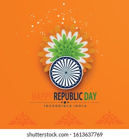 Vector Illustration or background for 26 January, republic day India.