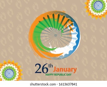 Vector Illustration or background for 26 January, republic day India.
