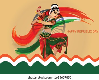 Vector Illustration or background for 26 January, republic day India.
